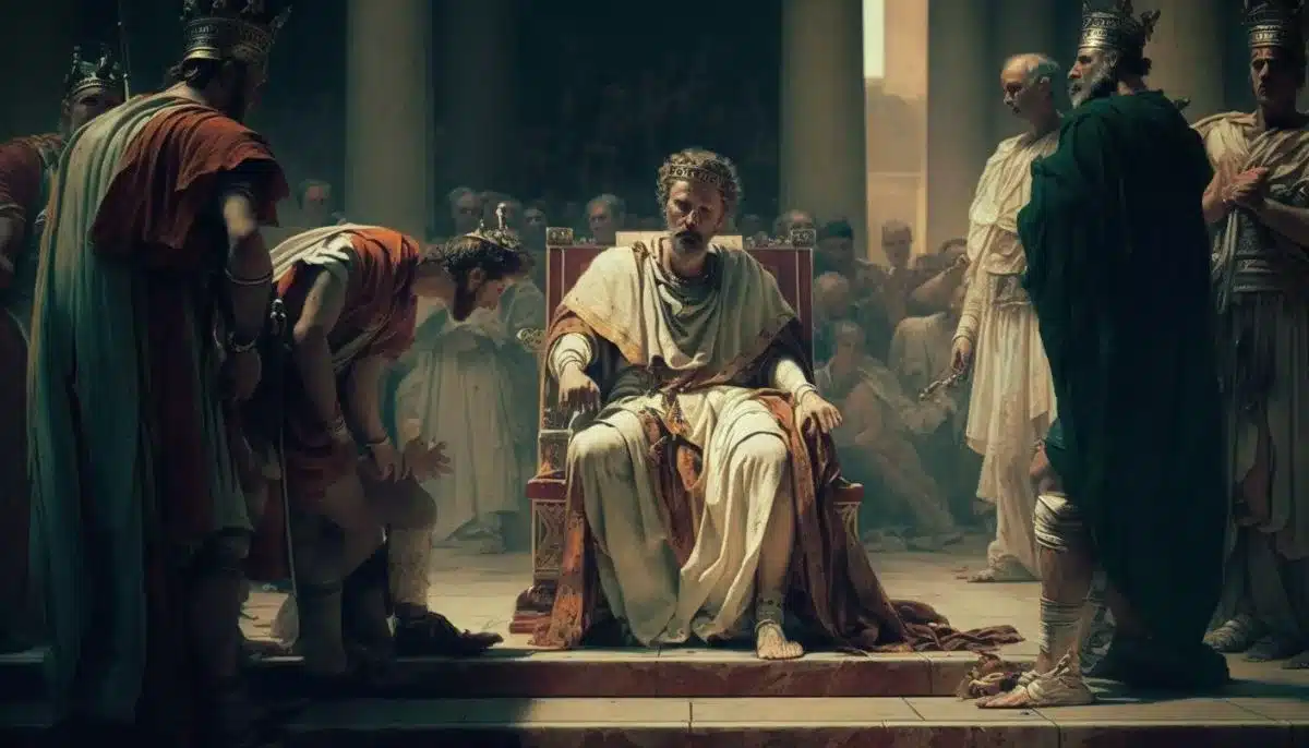 Julius Caesar on the throne