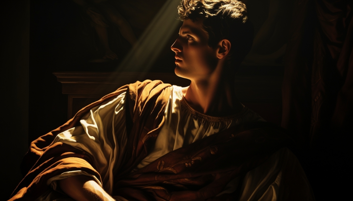 Artistic Portrait of Roman Emperor Augustus. Realistic image.