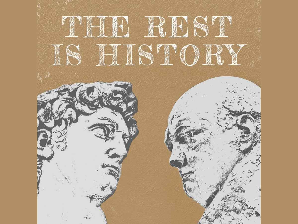 Logo for the resit is history podcast.