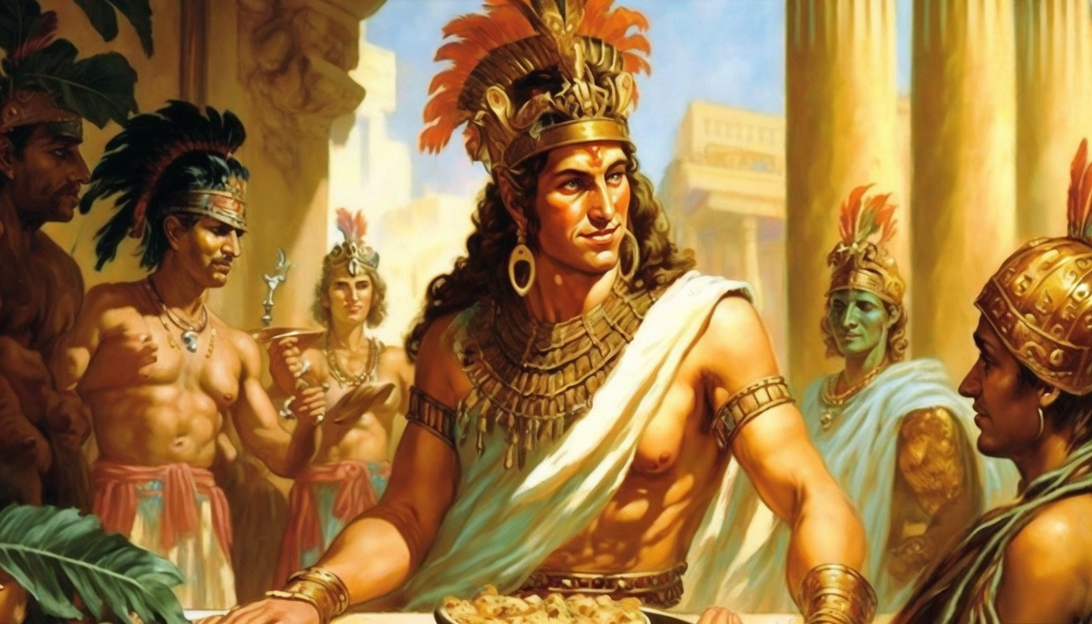 Art of Alexander the Great celebrating in Memphis Egypt