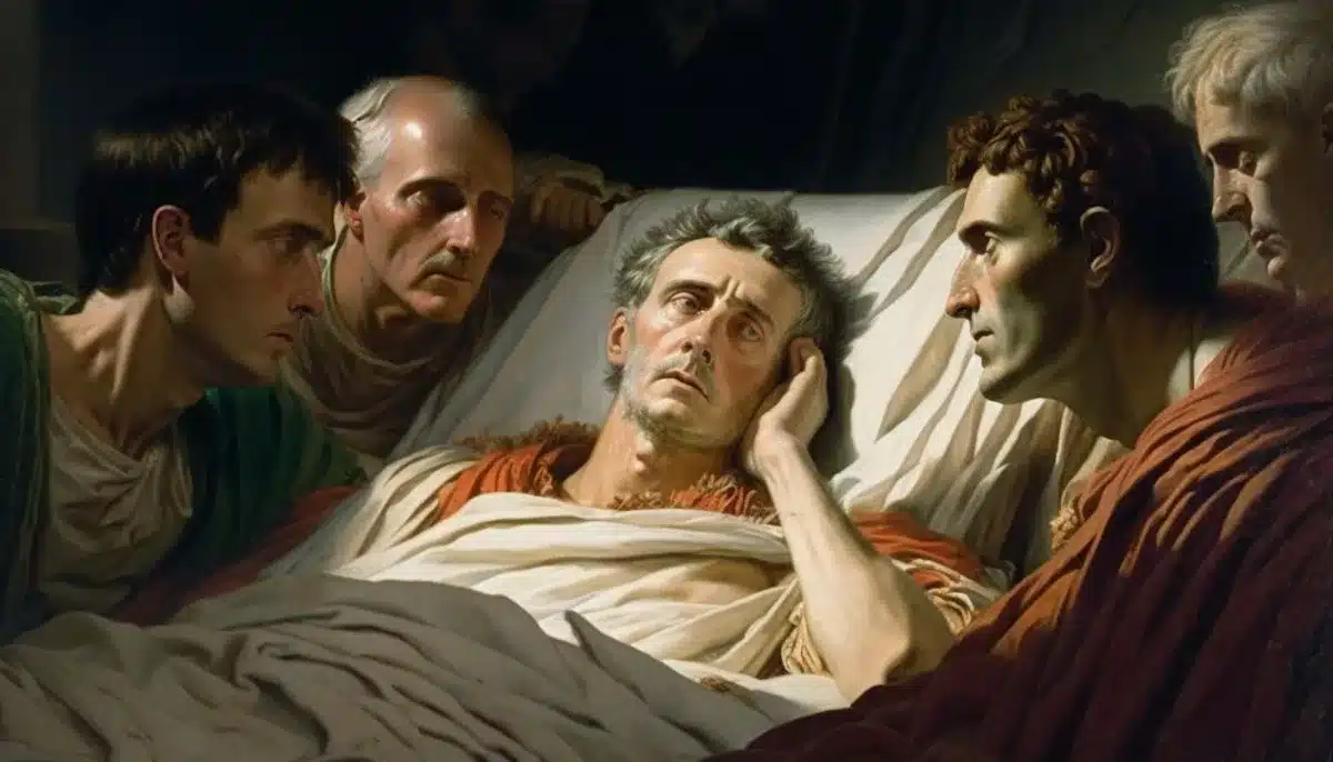 An old Julius Caesar on his deathbed