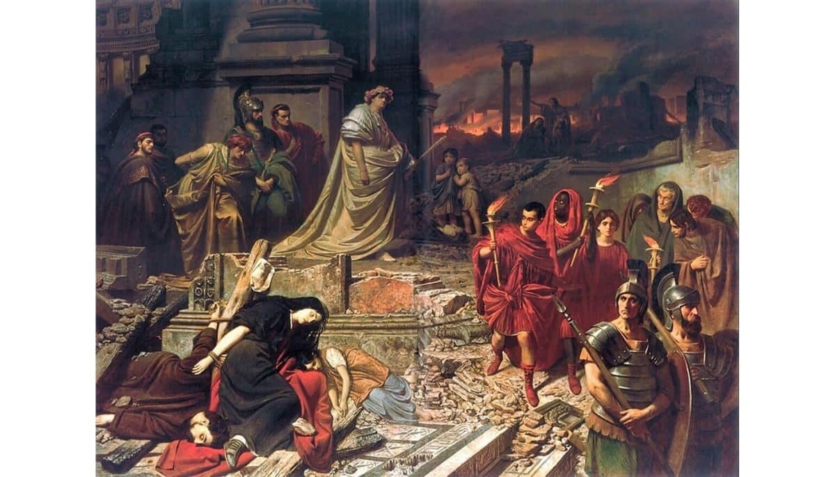 Nero views the burning of Rome, by Carl Theodor von Piloty