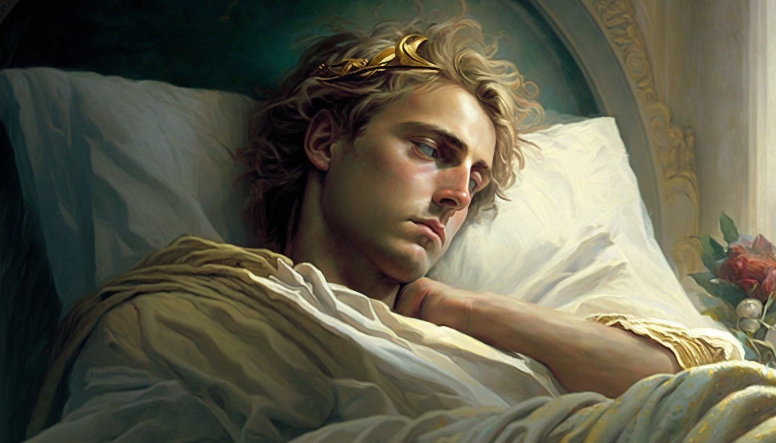Artwork showing Alexander the Great on his death bed