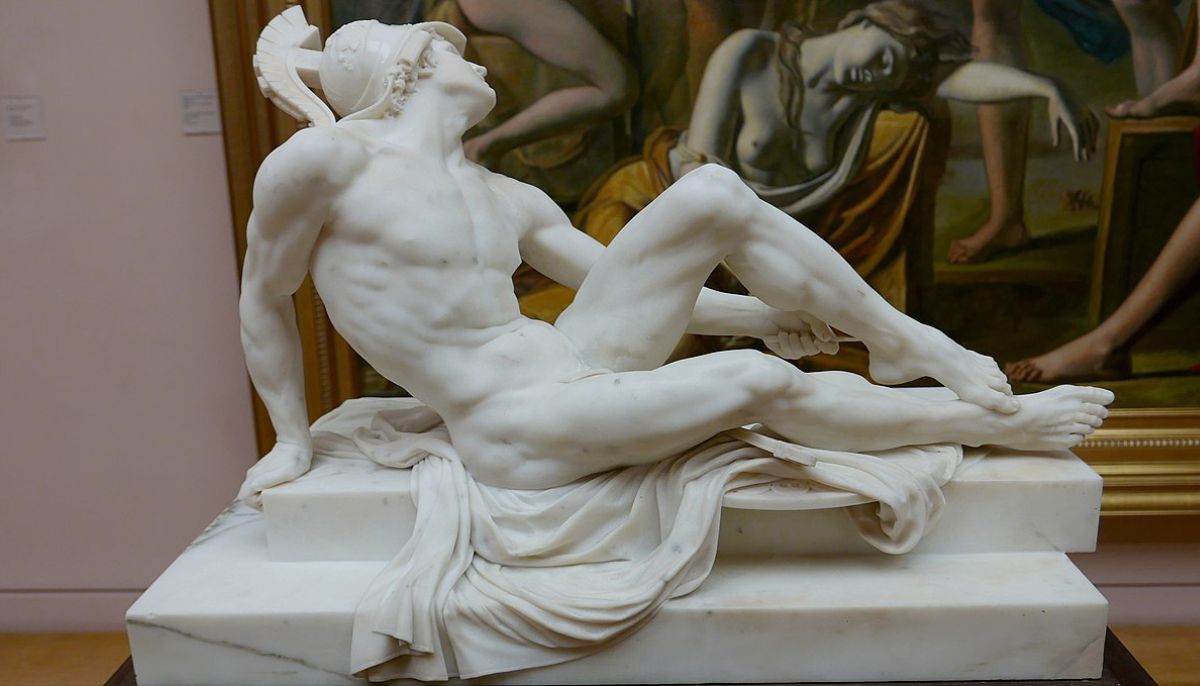 Aix-en-Provence (Bouches-du-Rhône, France), in the former priory of the Hospitallers of Saint John of Malta, the collections of the Granet museum, sculptures. Dying Achilles by Jean-Baptiste Giraud, marble.