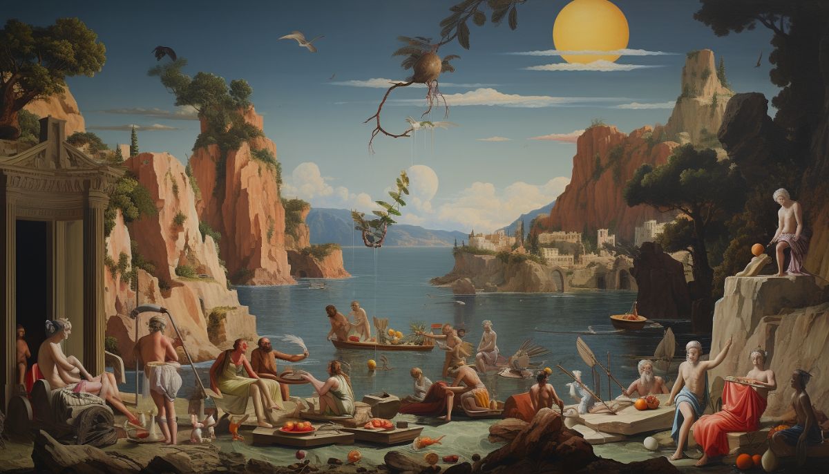 Artwork depicting the Greek golden age
