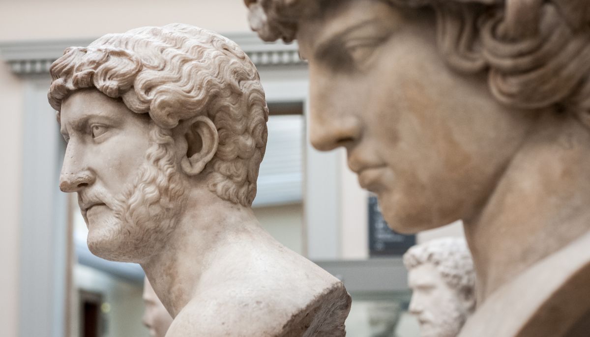 Marble busts of Hadrian and his lover Antinous 