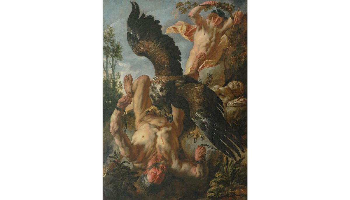 Prometheus Bound 1640, Prometheus is having his liver eaten by an eagle