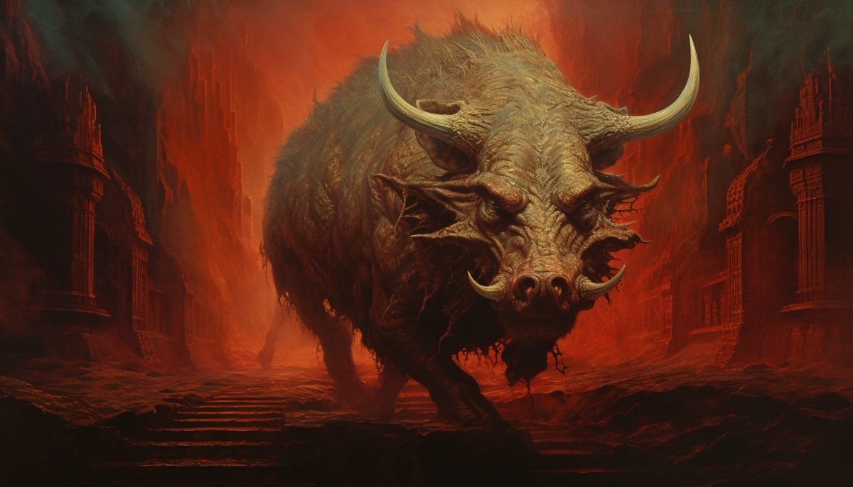 Artwork of the Calydonian Boar, a monster of Greek Myth