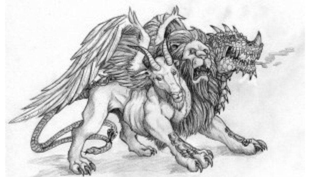 A handdrawn picture of a Chimera