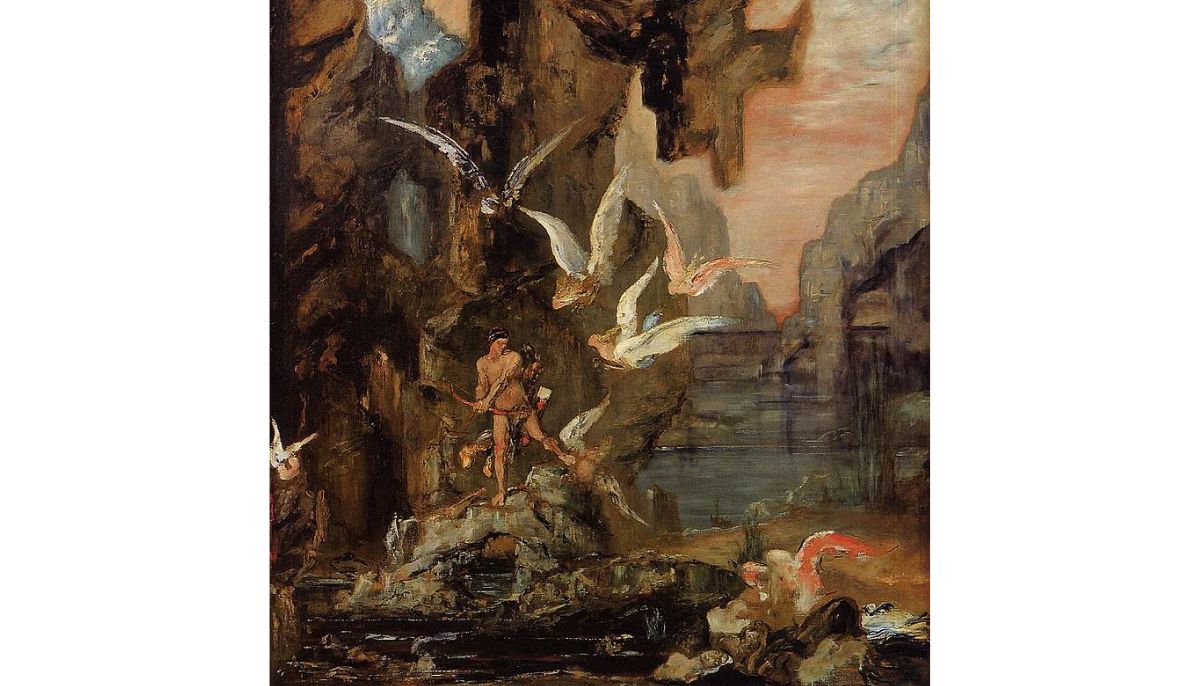 Hercules and the Stymphalian Birds by Gustave Moreau, c 1872, oil on panel