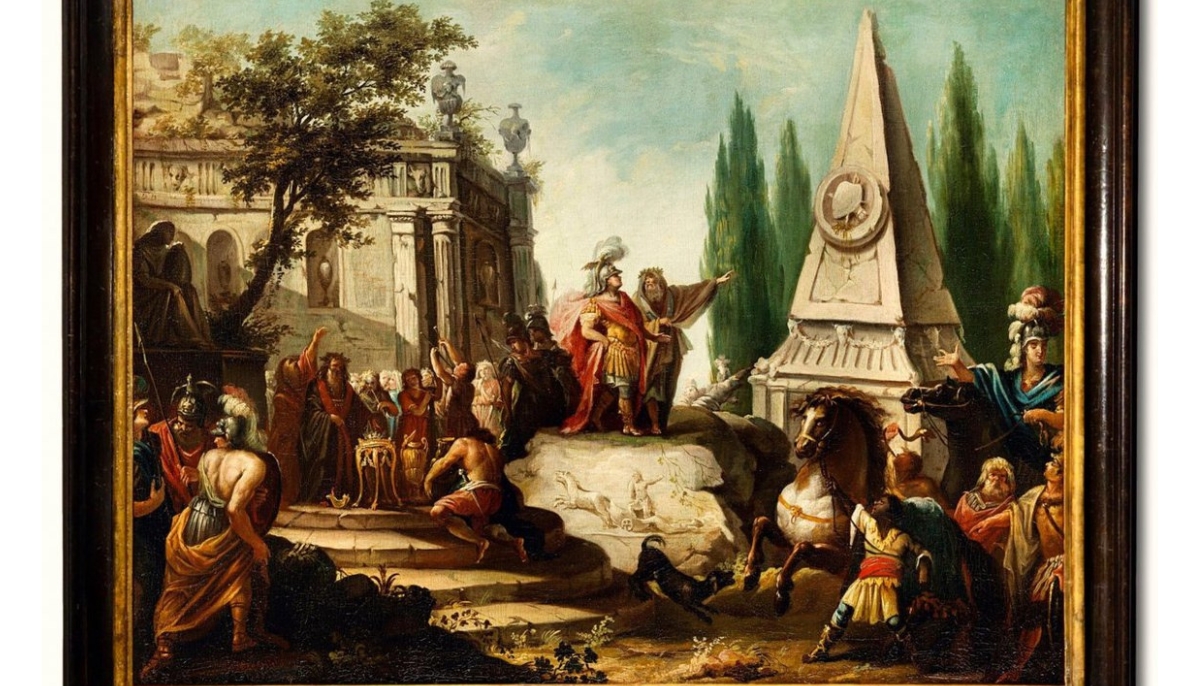 Alexander the Great at Achilles' Tomb, Johann Heinrich Schönfeld