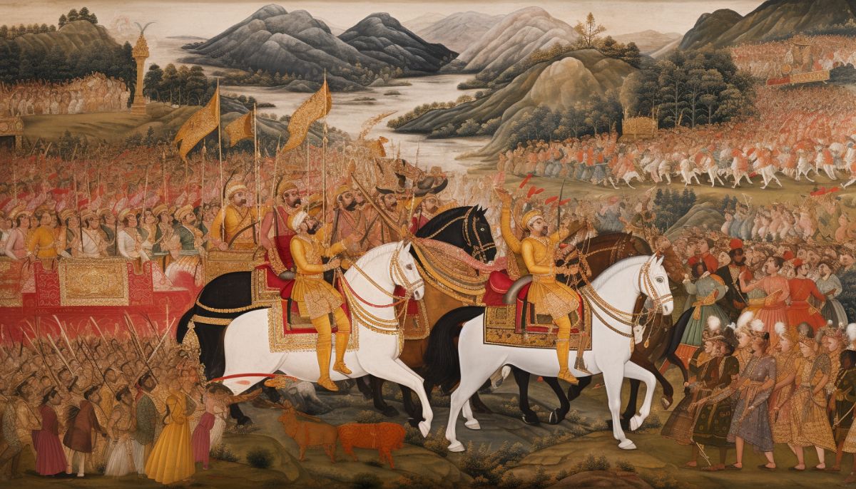 Artwork of Alexander conquering India