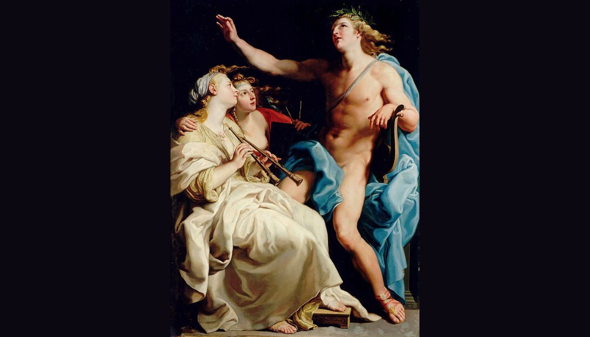 Apollo and Two Muses,1741, by Pompeo Batoni (1708-1787, Italian)