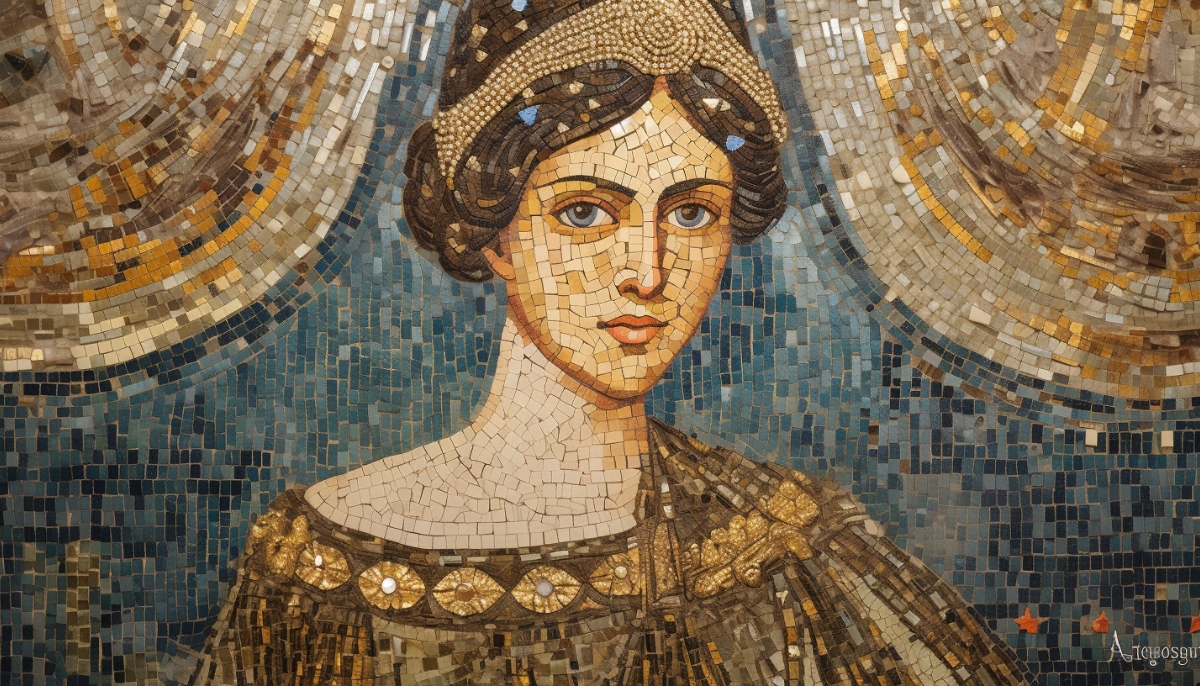 Artwork of a Byzantine Empress. Byzantine Mosaic style