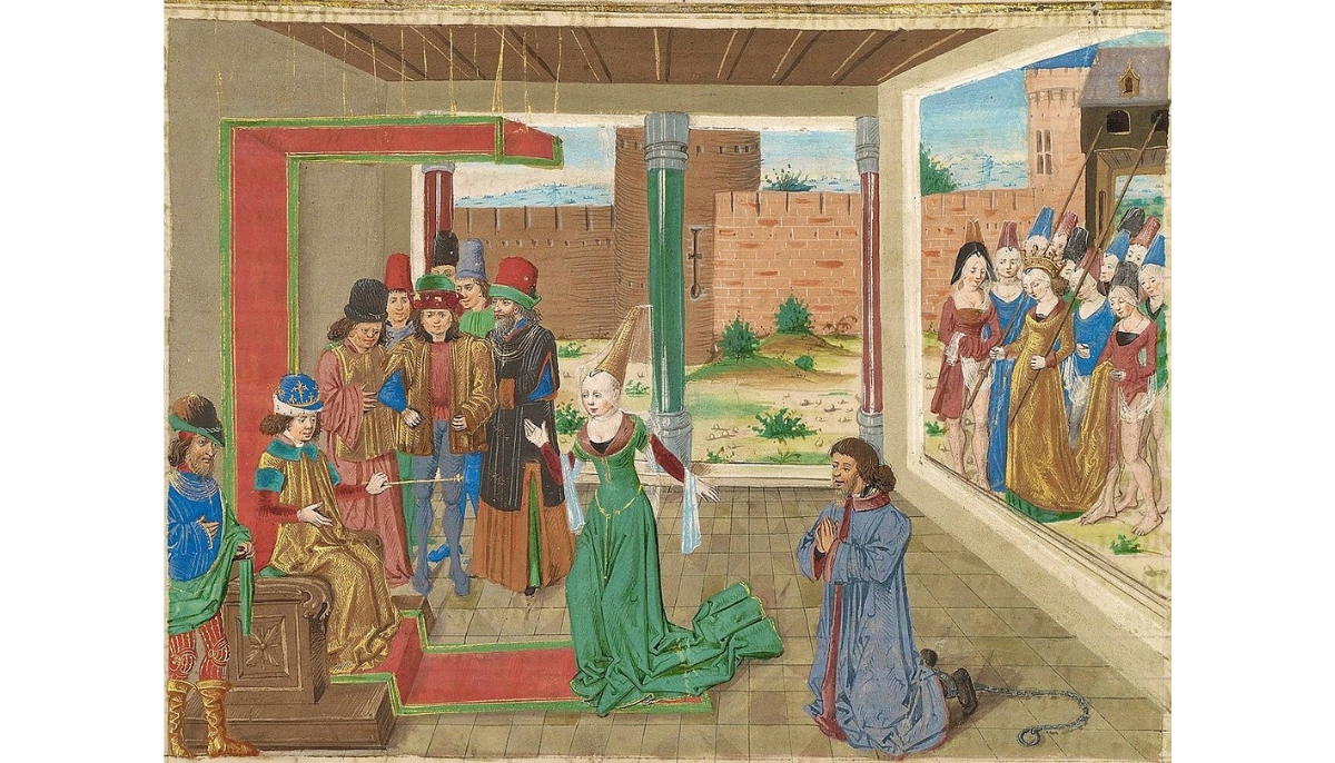 Bagoas Pleads on Behalf of Nabarzanes   	Master of the Jardin de vertueuse consolation and assistant (Flemish, active 3rd quarter of 15th century). (1450 - 1475)