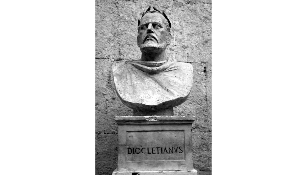 Diocletian bust. In Diocletian's Palace, Split, Croatia, Hrvatska.