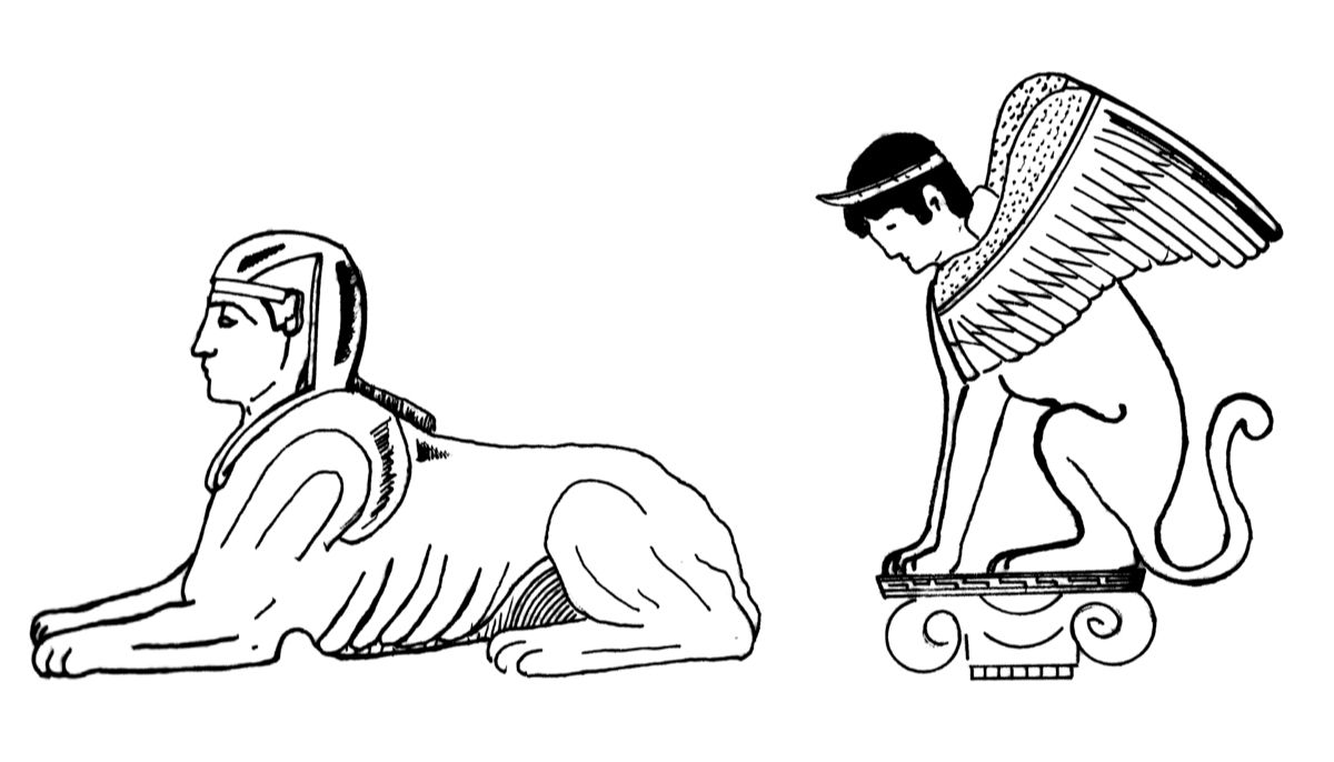 Comparison of an Egyptian and Greek Sphinx