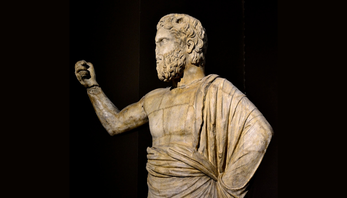 Statue of the bearded god Zeus Ammon, Pergamon Museum, Berlin. Hellenistic period, 2nd century. 