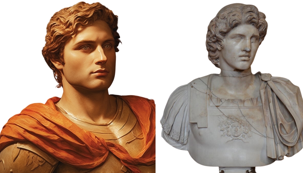 AI recreation of what Alexander the Great looked like based on a Roman bust recovered from Herculaneum.