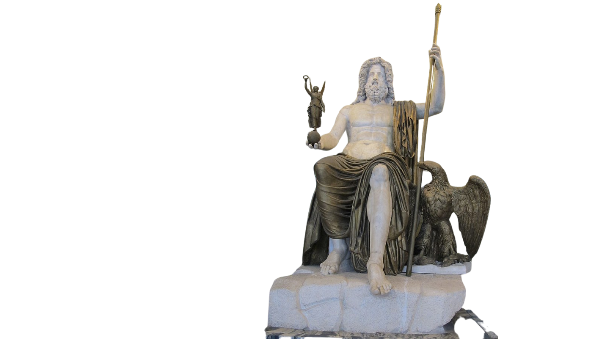 A bronze statue of the god Zeus; equated to Germanic Thor