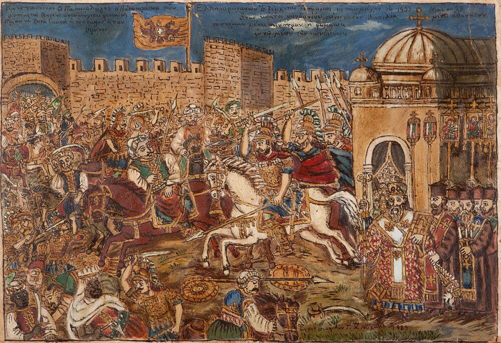 Constantine Palaeologus the Emperor of the Romans rides into battle on 1453 May 29.