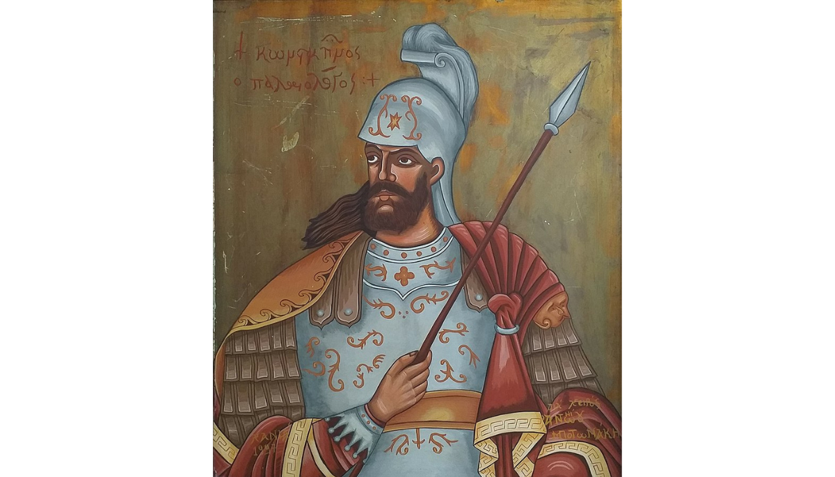 Oil painting of Constantine XI, without dating, from collection of Maritime Museum of Crete (Chania)