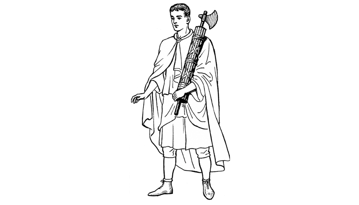 A man carrying fasces in his arm