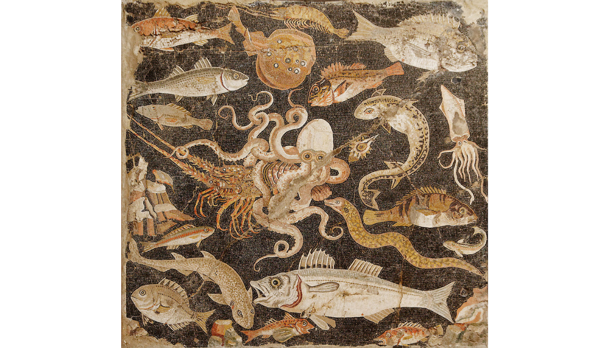 Roman fish mosaic, Naples, 100 BC