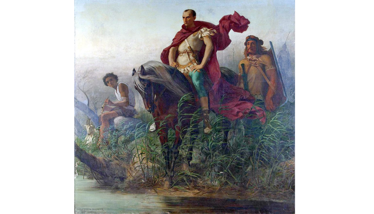 Julius Caesar arriving at the Rubicon, Gustave Boulanger, 1857