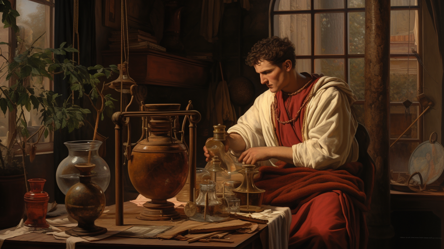 a roman inventor creating inventions from ancient rome