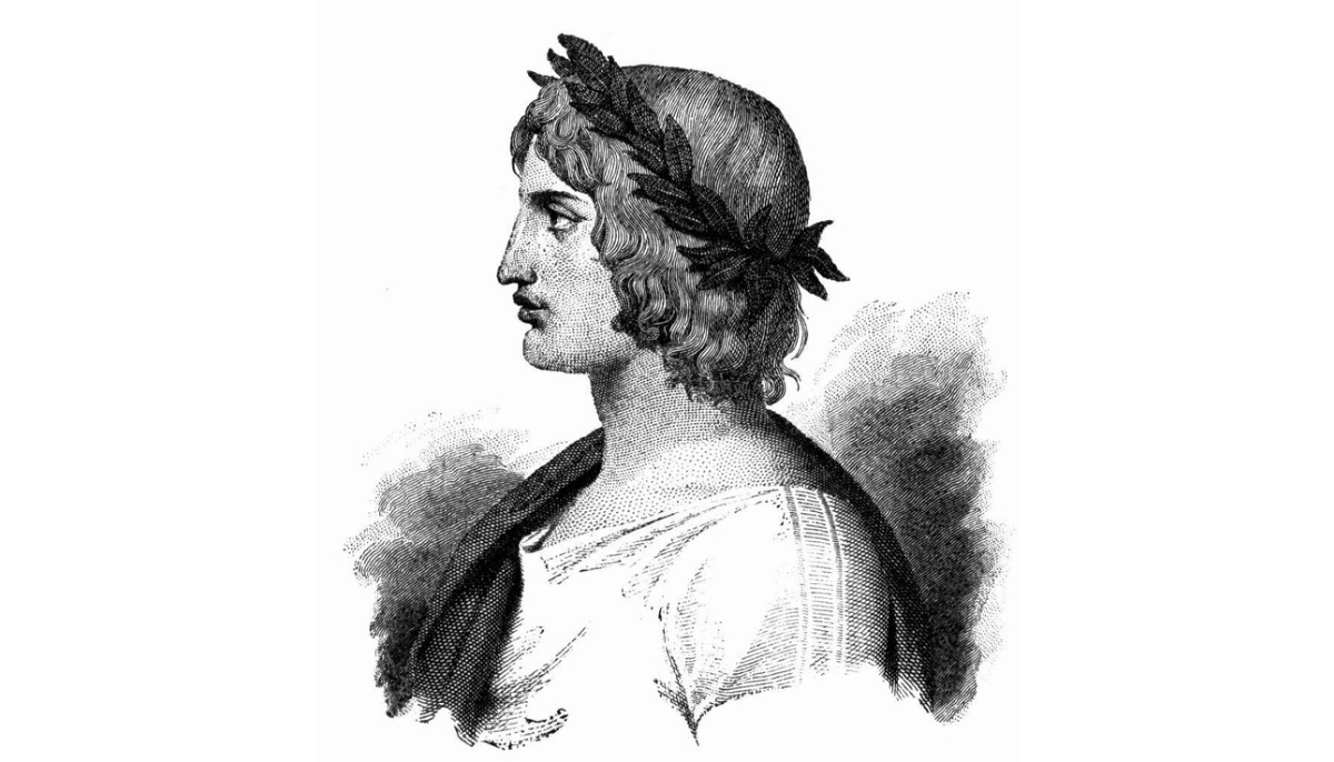 an image of the youthful poet Virgil of unknown author, profile with the laurel wreath